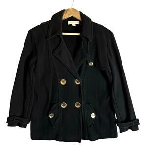 Michael Kors Coat Women’s Large Black Minimalist Career Casual Cotton Preppy